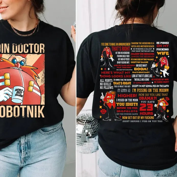 Funny Robotnik Shirt Dr Eggman 2 Sides Shirt Son1c Streetwear Shirt Movie Funny Dr. Eggman Meme Funny Shadow Hedgehog Announcement Quote 2000s Videogame Shirt T-Shirts, Hoodie, Sweatshirt