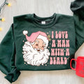 Funny Santa Beard Sweatshirt, Retro Pink Santa Christmas Sweatshirt, Womens Christmas Sweatshirt, Holiday Sweater, Cute...