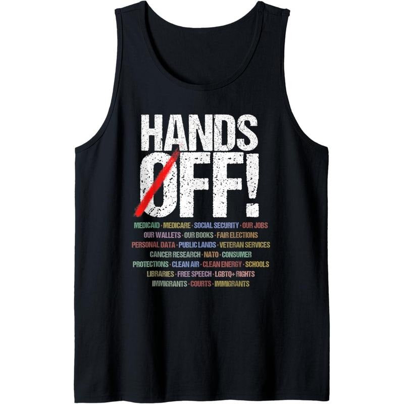 Funny Sayings Hands Off Protest Retro Men Women Tank Top made in usa T-Shirts, Hoodie, Sweatshirt | GrindPrints.com