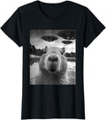 Funny Shirts For Women, Funny Graphic Tee Capybara Selfie with UFOs Weird T-Shirt Womenswear Casual Cotton Hoodie, Sweatshirt