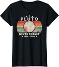 Funny Shirts For Women, Never Forget Pluto Shirt. Retro Style Funny Space, Science T-Shirt Top Womenswear Casual Cotton...