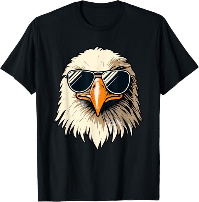 Funny Shirts for Men, Bald Eagle in Sunglasses Men Women Funny Eagle T-Shirt - Menswear Hoodie, Sweatshirt | GrindPrints.com