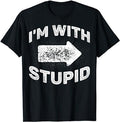 Funny Shirts, I'm With Stupid Funny Sarcastic Arrow Pointing Right T-Shirt Vintage Shirt Menswear Top Casual Cotton...