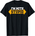 Funny Shirts, I'm With Stupid Sarcastic Arrow Pointing Left Right T-Shirt Menswear Top Casual Cotton Hoodie, Sweatshirt