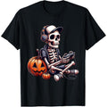Funny Skeleton Playing Video Game Halloween Shirt Boys Gamer T-Shirt made in usa Hoodie, Sweatshirt | GrindPrints.com