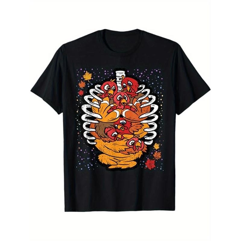 Funny Skull & Turkey Cotton Casual Fit Thanksgiving Halloween Made Usa T-Shirts, Hoodie, Sweatshirt