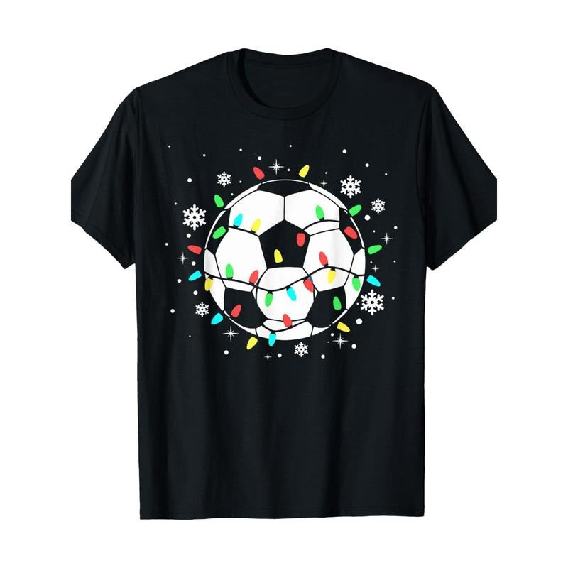 Funny Soccer Player Xmas Lights Soccer Christmas T-Shirt-220g 100% Cotton made in usa Hoodie, Sweatshirt | GrindPrints.com