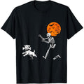Funny Spooky Humor Halloween Skeleton Chasing Dog T-Shirt made in usa Hoodie, Sweatshirt | GrindPrints.com