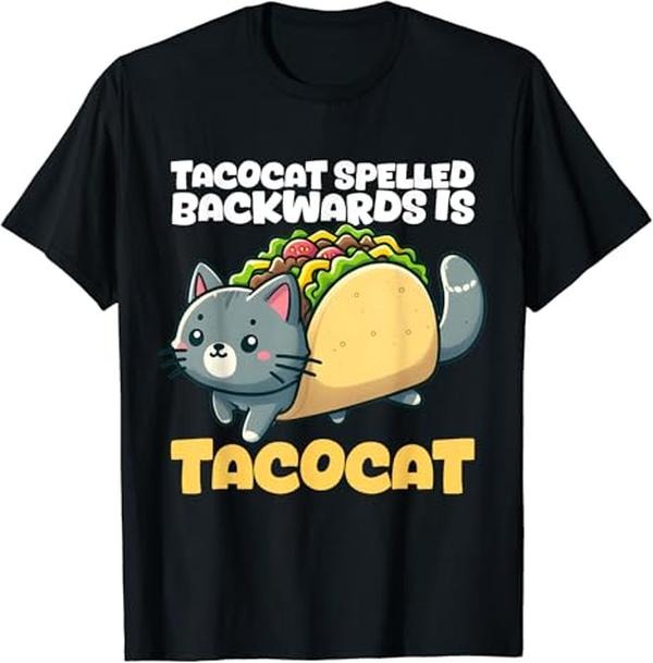 Funny Taco Shirts, Gifts For Mexican Food Lovers, Funny Cat And Taco Tacocat Spelled Backward is Tacocat T-Shirt Menswear...