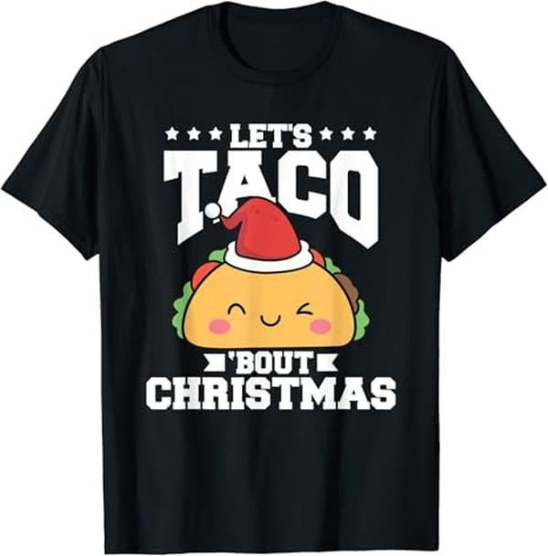 Funny Taco Shirts, Gifts For Mexican Food Lovers, Funny Mexican Food Let's Taco Bout Christmas Taco Lover T-Shirt...