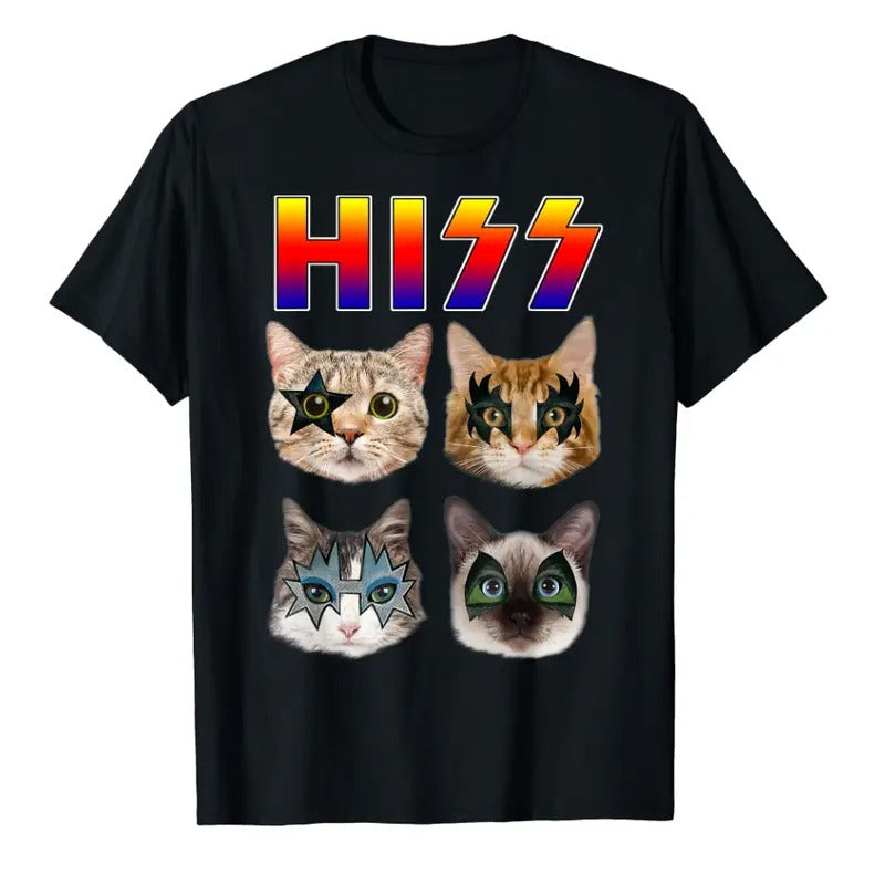 Funny Tee Hiss Funny Cats Kittens Rock Rockin Short Sleeve T-shirt Gift Tee Pun Hoodie, Sweatshirt | GrindPrints.com