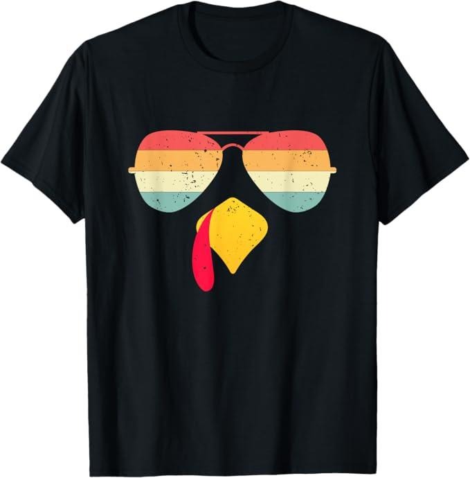 Funny Thanksgiving Shirts, Cool Turkey Face With Sunglasses Funny Thanksgiving T-Shirt