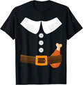 Funny Thanksgiving Shirts, Funny Thanksgiving Pilgrim Costume with Turkey Leg T-Shirt