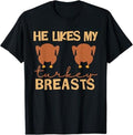 Funny Thanksgiving Shirts, He Likes My Turkey Breasts Couple Matching Thanksgiving T-Shirt