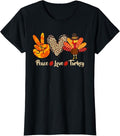 Funny Thanksgiving Shirts, Peace Love Turkey Little Pilgrim Thanksgiving Womens Girls T-Shirt