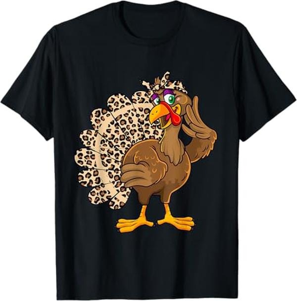 Funny Thanksgiving Shirts Thanksgiving Turkey Girl Leopard Print Autumn Fall Menswear Top T-Shirts, Hoodie, Sweatshirt