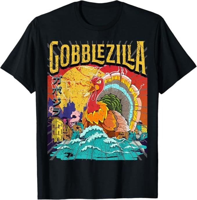 Funny Thanksgiving Shirts, Turkey Day Thanksgiving Gobblezilla T-Shirt - Menswear Top Hoodie, Sweatshirt | GrindPrints.com