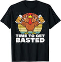 Funny Thanksgiving Shirts, Turkey Time To Get Basted Retro Happy Thanksgiving  T-Shirt