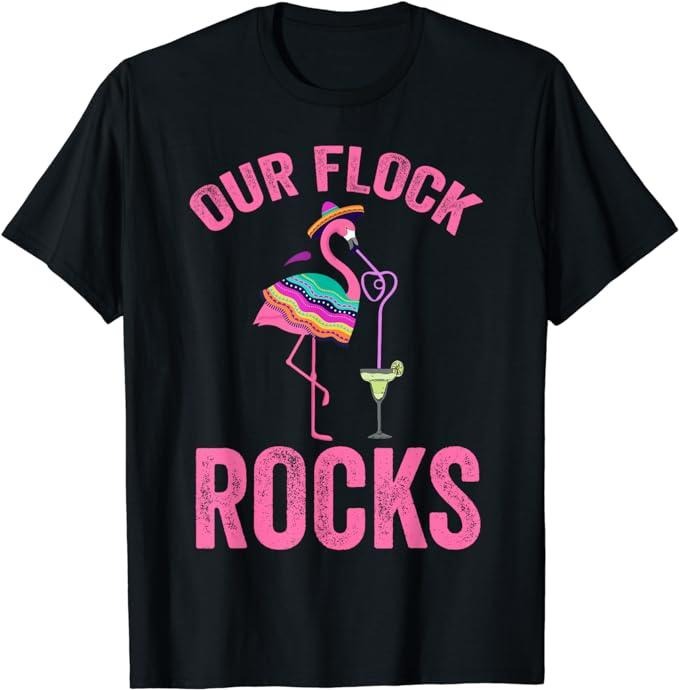 Funny Vacation Shirt, Our Flock Rocks Cute Flamingo Matching Family Vacation Group T-Shirt Menswear Casual Cotton Hoodie,...