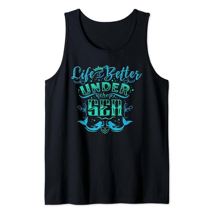 Funny Vacation Tank Top, Funny Ocean Mermaid Life Under the Sea Summer Vacation Gift Tank Top Tank Top Casual Cotton Fit...