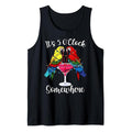 Funny Vacation Tank Top, It's 5 O'clock Somewhere Funny Parrots Summer Vacation Lover Tank Top Cotton Casual Fabric...