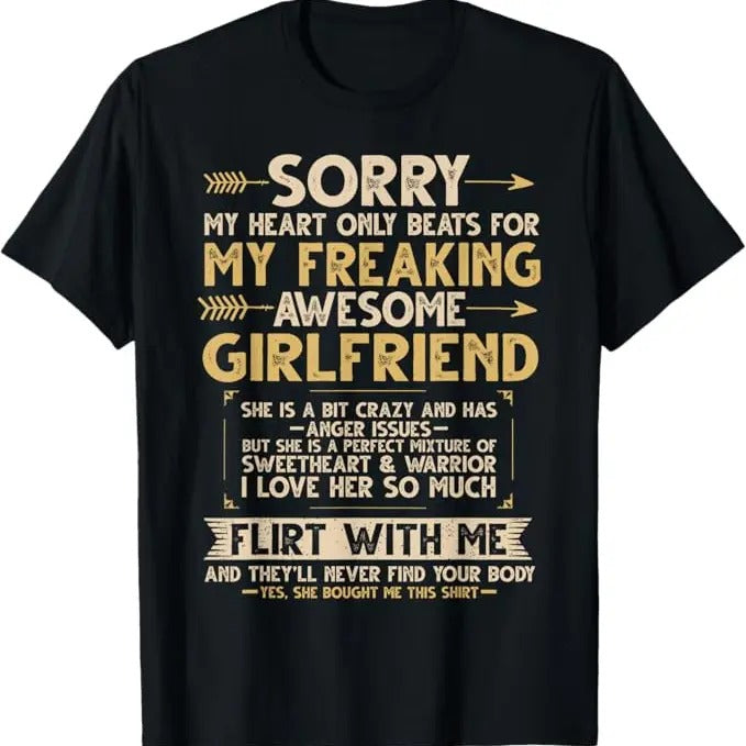 Funny Valentine Shirt, Best Gifts for Girlfriends, I Love My Freaking Awesome Girlfriend T-Shirt