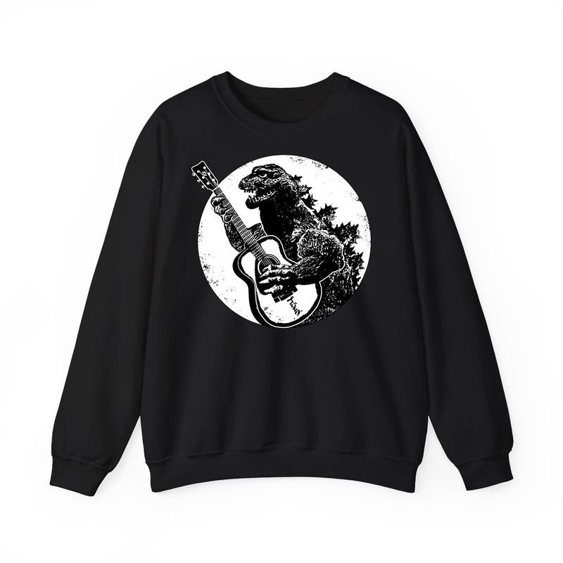 Funny Vintage Dinosaur Playing Guitar Cool 90s Graphic Tee, Acoustic Electric Bass Player For Men And Women Rock Band...
