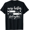 Funny Work T-Shirts, Nurse Besties Stick Together Funny Nurse Best Friend Work T-Shirt Menswear Casual Cotton Hoodie,...