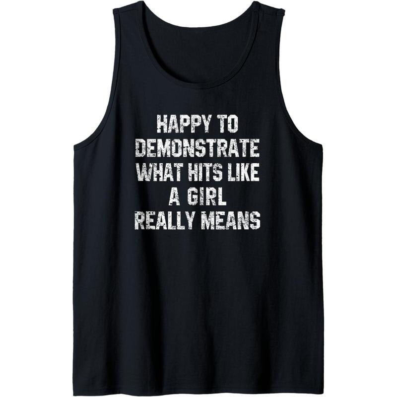 Funny Workout Quote What Hits Like A Girl Sarcastic Gym Gift Tank Top made in usa T-Shirts, Hoodie, Sweatshirt
