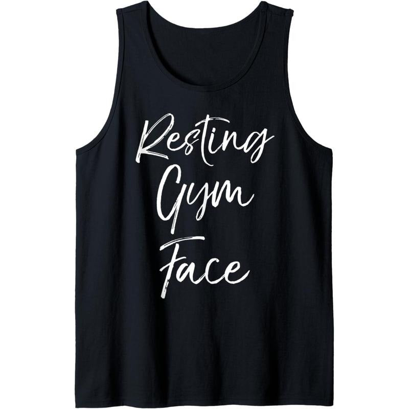 Funny Workout Saying for Women Cute Quote Resting Gym Face Tank Top made in usa T-Shirts, Hoodie, Sweatshirt