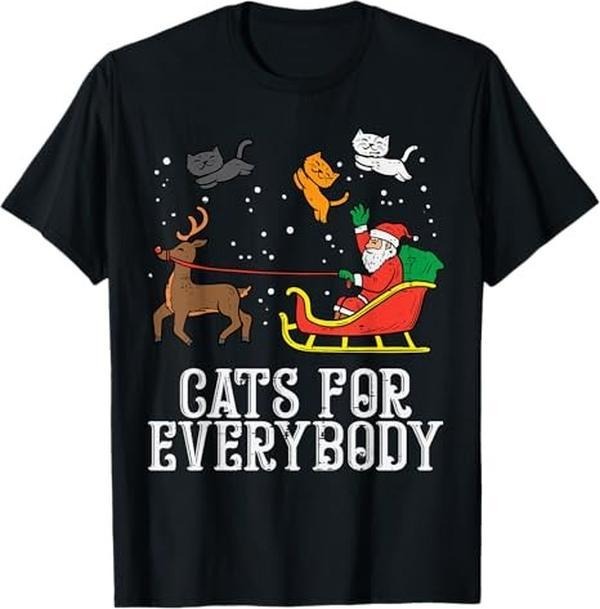 Funny Xmas Family Cats Everybody Cat Funny Xmas Santa Menswear Top T-Shirts, Hoodie, Sweatshirt