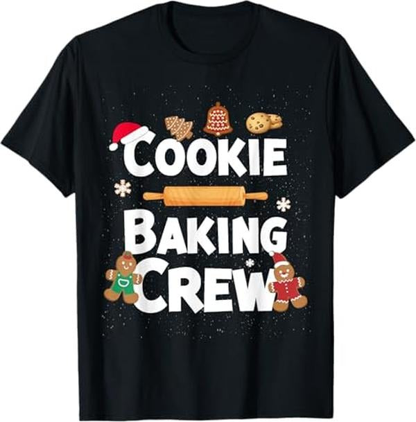 Funny Xmas Men Women Family T-Shirt, Christmas Cookie Baking Crew Funny Pajamas Family Xmas T-Shirt