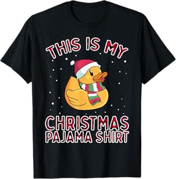 Funny Xmas Men Women Family T-Shirt, Christmas Pajamas For Family Duck This Is My Funny Xmas Gift T-Shirt