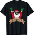 Funny Xmas Men Women Family T-Shirt, Christmas Sleigher Santa Rock Xmas Rocker T-Shirt