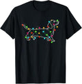 Funny Xmas Men Women Family T-Shirt, Funny Dachshund Dog Christmas Lights Xmas T-Shirt