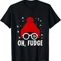 Funny Xmas Men Women Family T-Shirt, Oh a Fudge Funny Christmas Saying Vintage Xmas Santa Hat T-Shirt