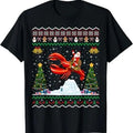 Funny Xmas Men Women Family T-Shirt, Ugly Xmas Gift Santa Riding Lobster Christmas T-Shirt