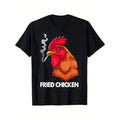 Funny graphic tees Chicken Print Men's Cotton T-shirt, Casual Short Sleeve Crew Neck T-shirt, Men's Outdoor T-shirt...