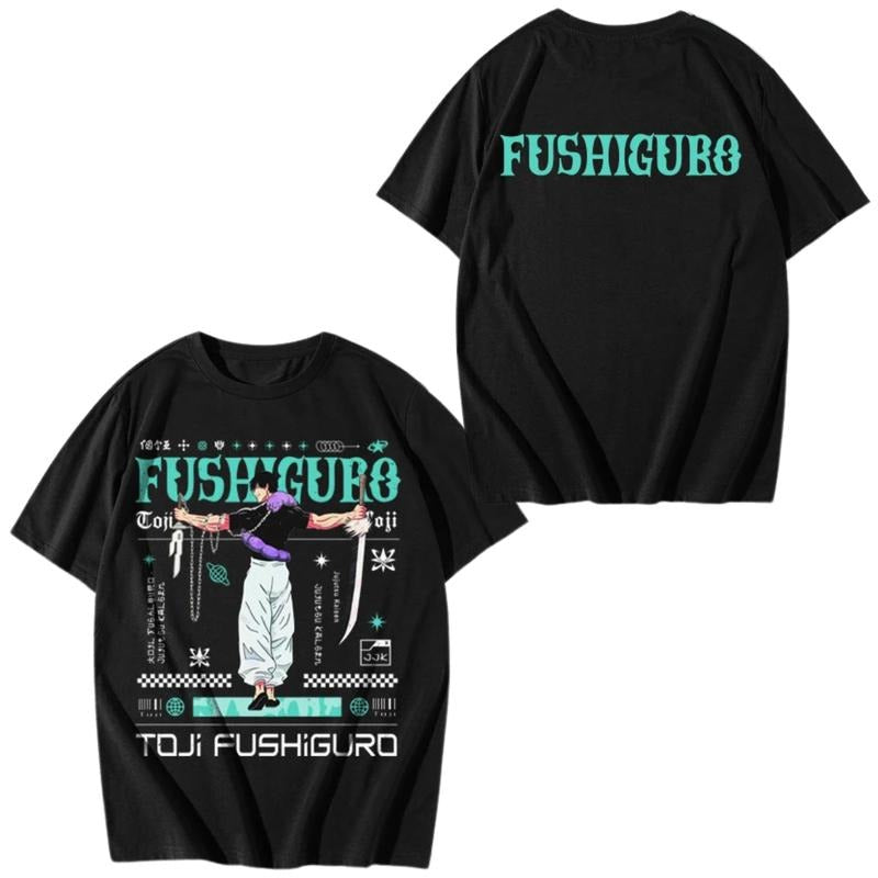 Fushiguro Toji Shirt, Jujutsu Kaisen Vintage Shirt Crew Neck Black Oversized Casual Top with Classic Design Hoodie,...