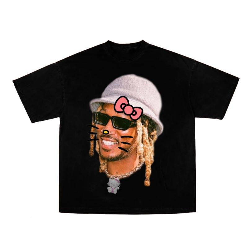 Future Kitty Purple Rap Tee Shirt for Men - Streetwear Top - Summer, Womenswear Hoodie, Sweatshirt | GrindPrints.com