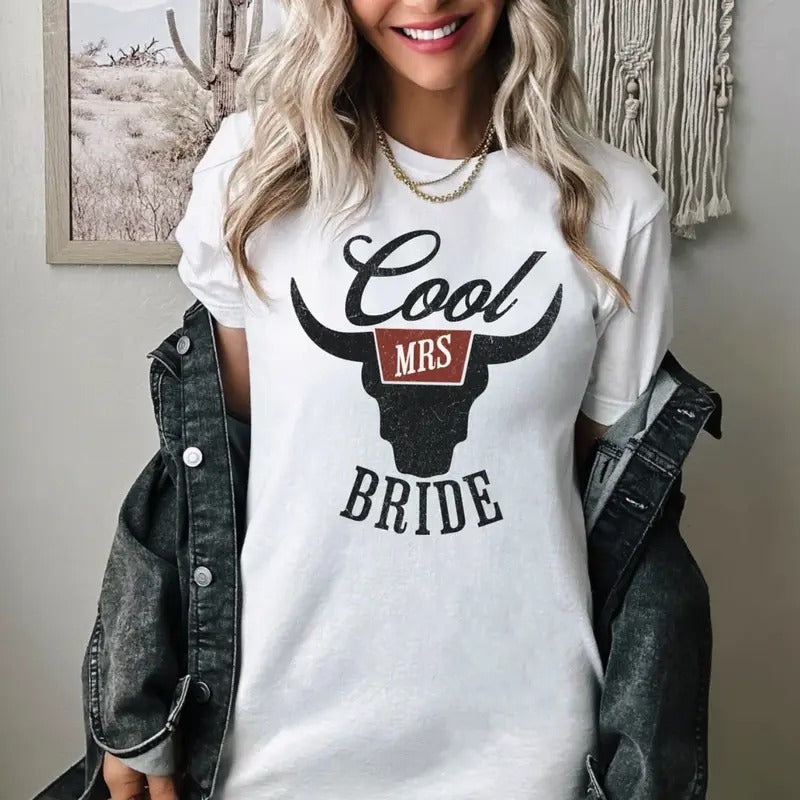 Future Mrs Bride Shirt, Cool Bride Tee, Custom Western Graphic Tee, Engagement Bride To Be, Bridal Party Shirt, Cowgirl...