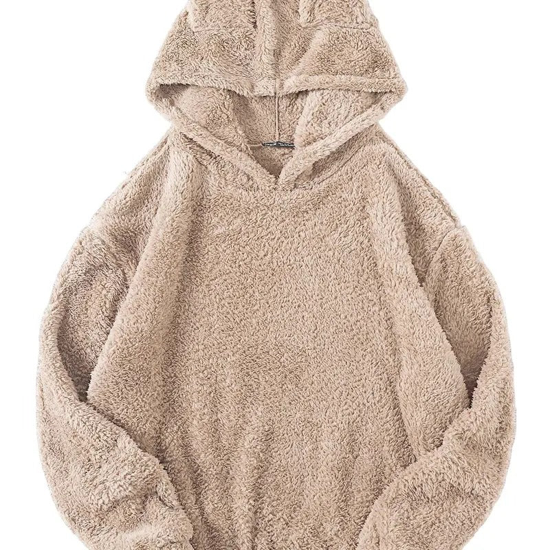 Fuzzy Long Sleeve Pullovers Hoodie Cute Teddy Bear Hooded Sweatshirt T-Shirts | GrindPrints.com