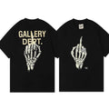 GALLERY DEPT T-shirt Skeleton Hand Bone Finger Print pure cotton T shirt Letter Print Short Sleeve Men and Women Hip Hop...
