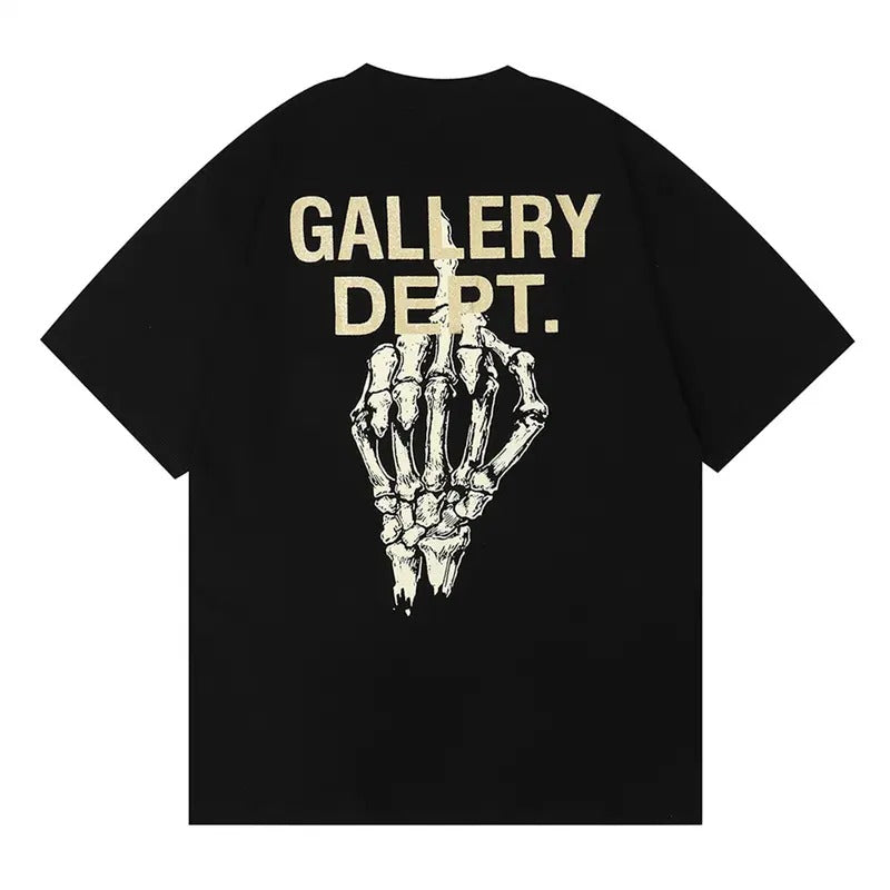 GALLERY DEPT T-shirt skull hand bone finger print T shirt car graphics classic letter slogan print short-sleeved loose...