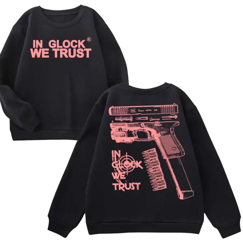 GILDAN IN GLOCK WE TRUST Hoodie - Full Color Double Sided Sweatshirt for Men and Women T-Shirts | GrindPrints.com