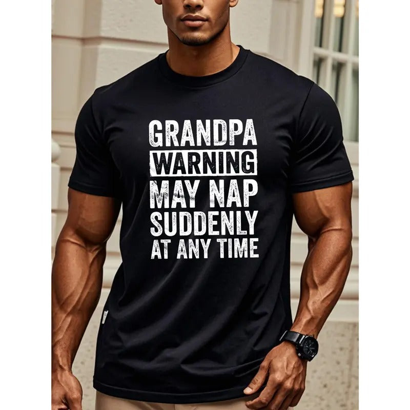 GRANDP AWARNING MAY NAP SUDDENLY AT ANY TIME Four Seasons T Shirts For Men Graphic Tee Casual Stylish Crew Neck Soft 100%...