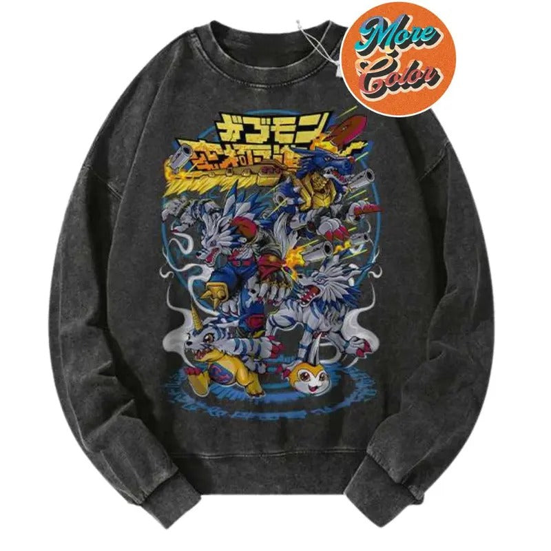 Gabumon Evolutions Digimon Anime Vintage Shirts, Cotton Unisex Sweatshirt, Crew Neck, Size S- 3XL, Menswear Top,...