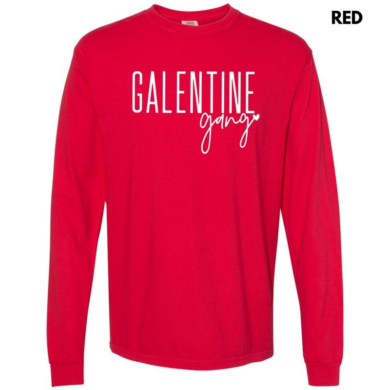 Galentine Gang Long Sleeve Comfort Colors T-Shirt Hoodie, Sweatshirt | GrindPrints.com