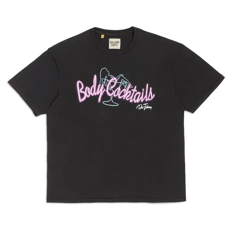 Gallery Dept BODY COCKTAILS TEE vintage Neon Light Letter Wash Old T-shirt Hoodie, Sweatshirt | GrindPrints.com