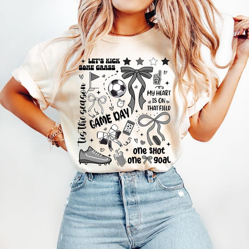 Game Day Soccer Coquette T-Shirt, Retro Soccer T-Shirt, Soccer Mama Shirt, Soccer Season Shirt Hoodie, Sweatshirt